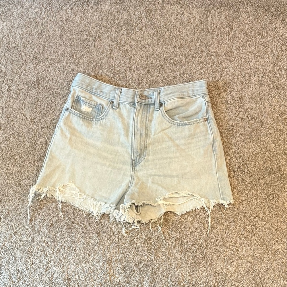 UNIQLO Blue Jean Shorts with Distressed Hem